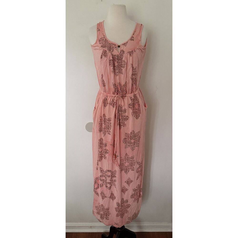Juicy Couture Pink Tribal Medallion Sleeveless Boho Coquette Maxi Sun Dress Sz M
